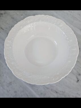 Steubenville Rosepoint Serving Bowl White Floral Rim Vintage 8.75"